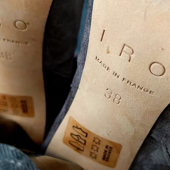 Iro Ruffle Trimmed Ankle Boots in Grey Suede - Picture 8 of 14